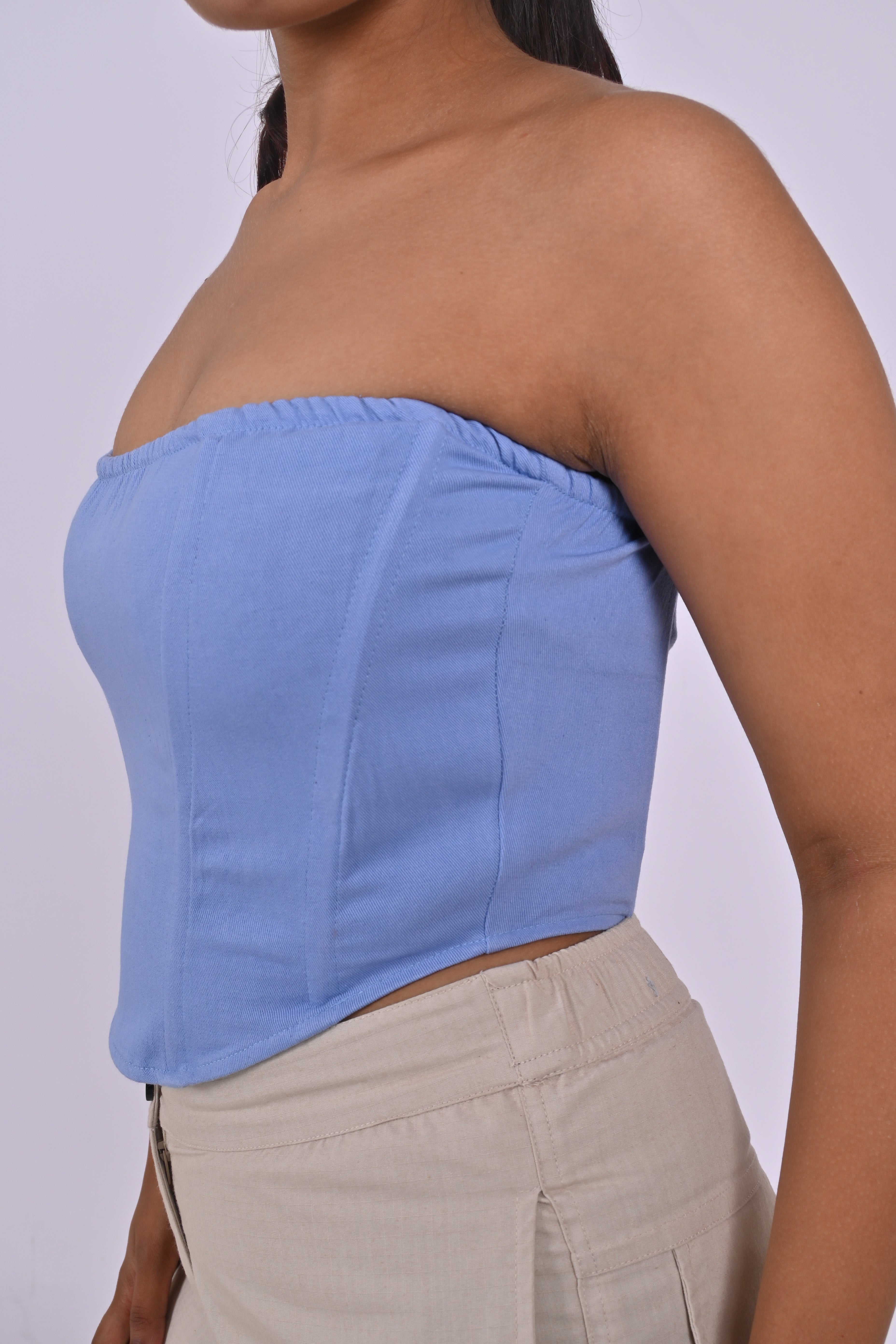 BLUE STRAPLESS CORSET