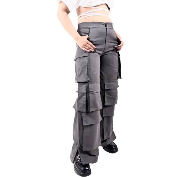 Charcoal Multi-Pocket Cargo Pants