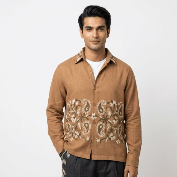 Avadh Heritage Paisley Embroidered Shirt