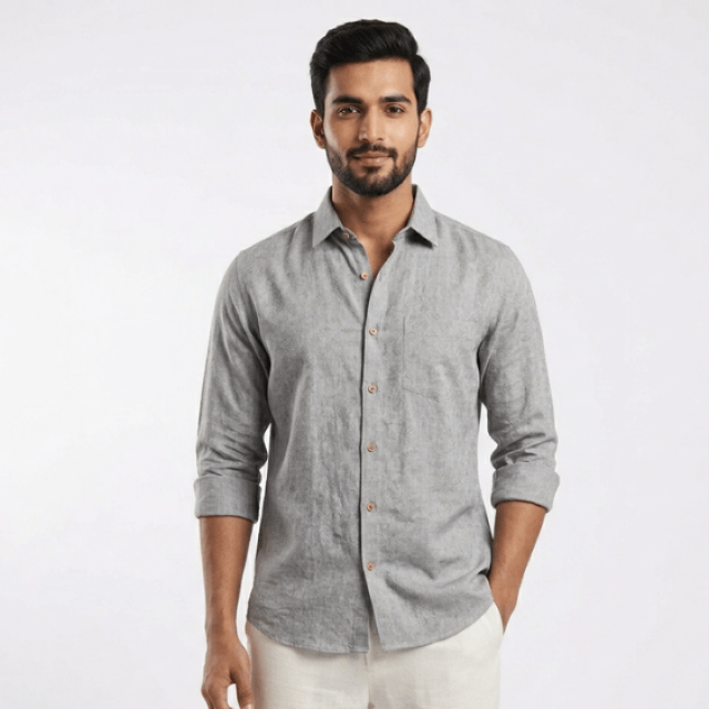 Lino Classic Premium Linen Shirt – Stone Grey