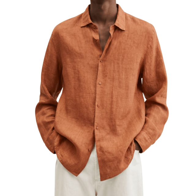 Rust Terracotta Linen Shirt