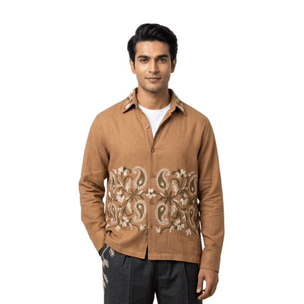 Avadh Heritage Paisley Embroidered Shirt