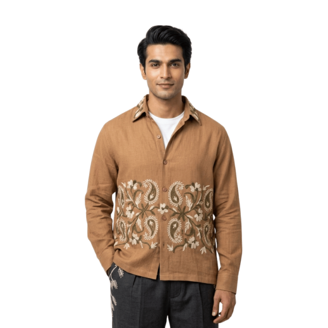 Avadh Heritage Paisley Embroidered Shirt